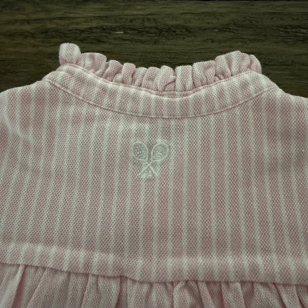 Ralph Lauren Baby Girls Pink White Stripe Tennis Bow Dress Bloomers‎ Set 24M NWT